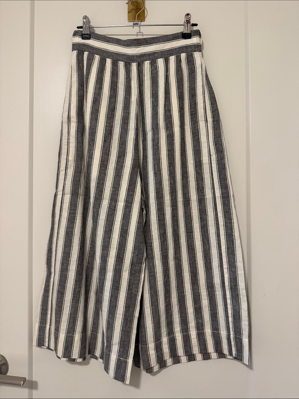 Madewell Striped Linen Wide Leg Crop Pants NWT Medium